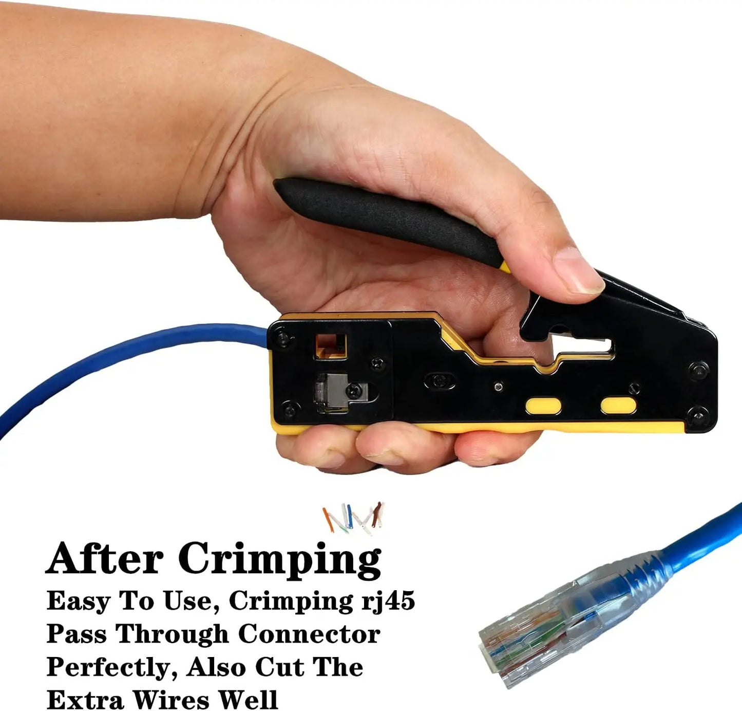 ZoeRax RJ45 Pass-Through Crimp Tool for Cat6/Cat6A/Cat5/Cat5e - Ethernet Crimper and Cutter