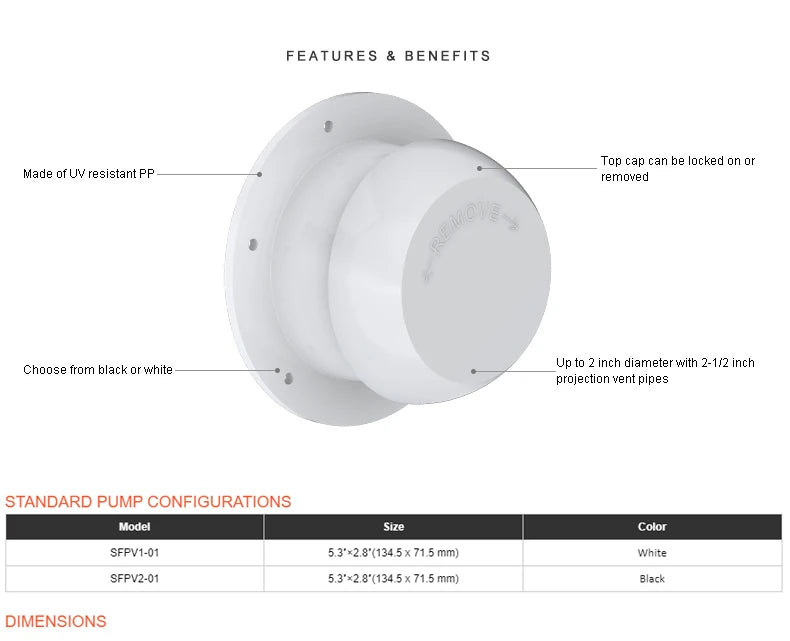 Mushroom Head Air Vent with Rain Cap