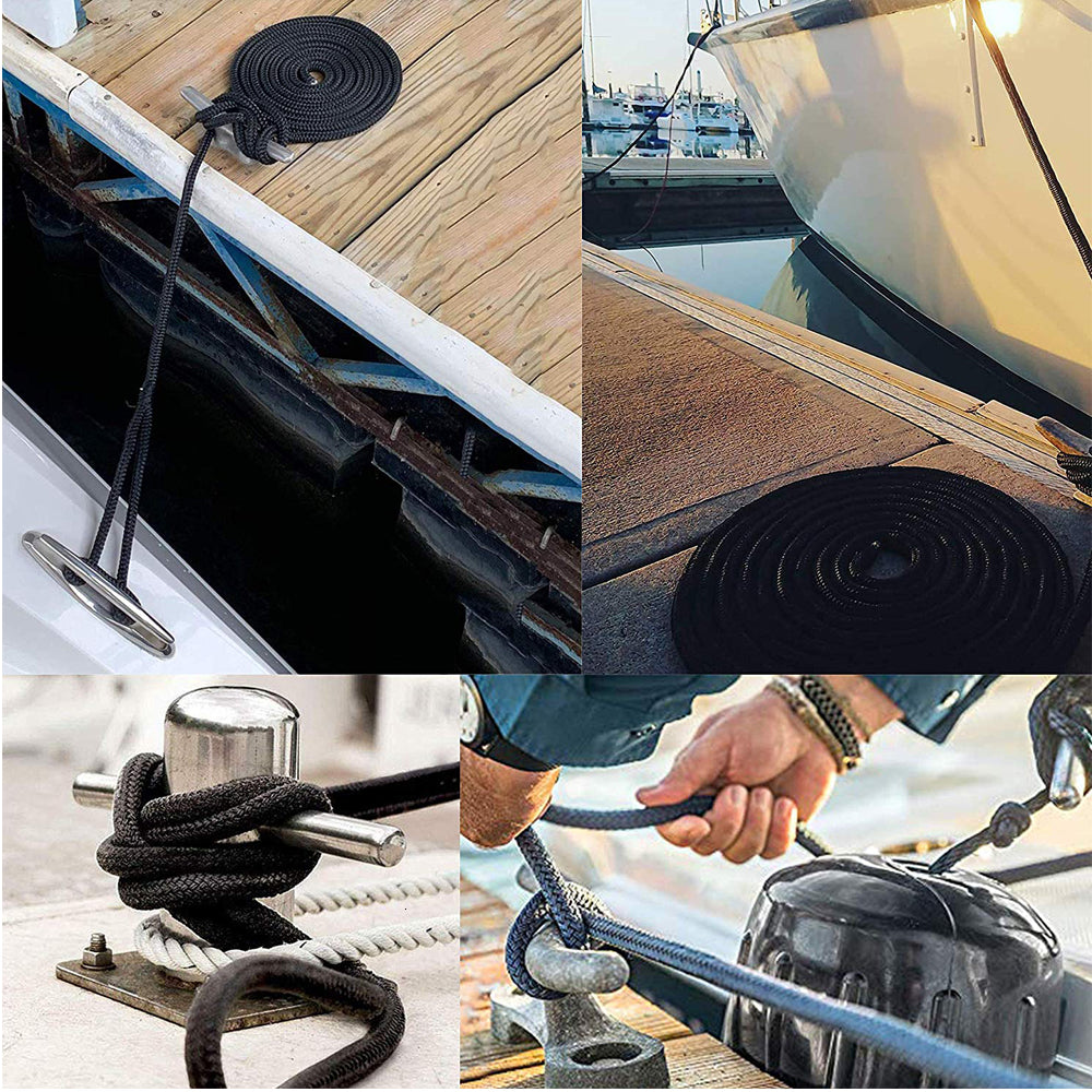 Double Braided Nylon Black Line Mooring Rope Anchor Rope Ultra Strong Dock Lines