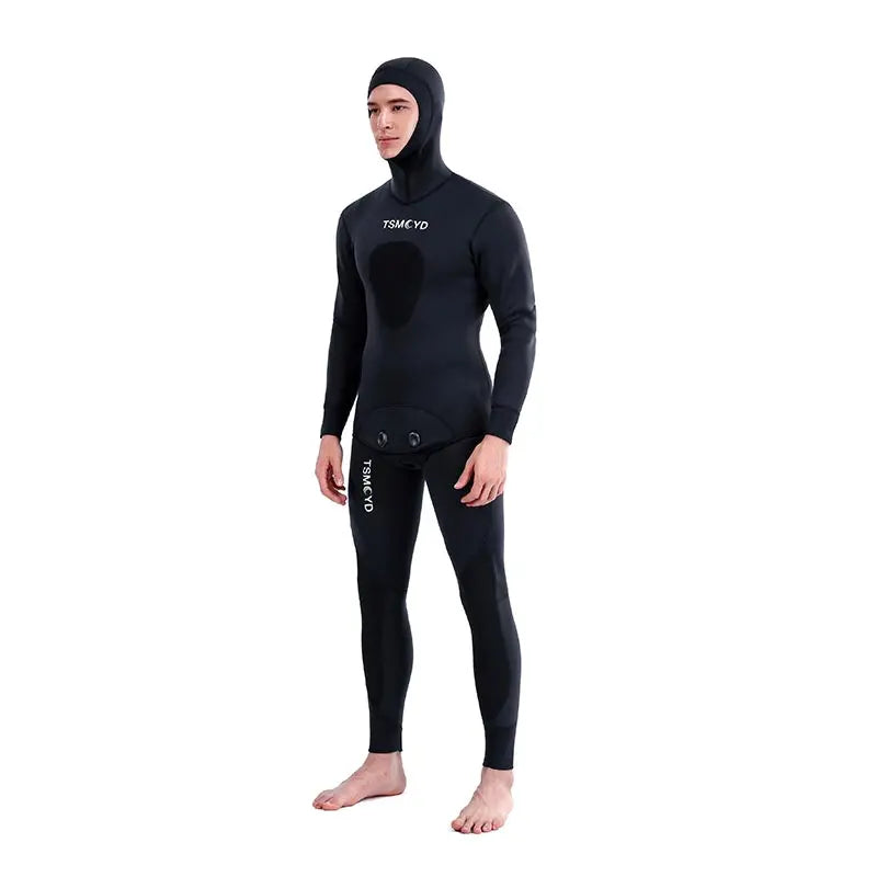 3/5mm Neoprene Hooded Diving Wetsuit - Warm Winter Surfing & Snorkelling Suit for Men