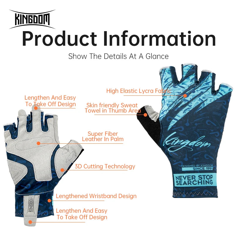 Kingdom Ice Lycra Fabric Anti-slip Gloves - Fingerless Outdoor Sports Gloves