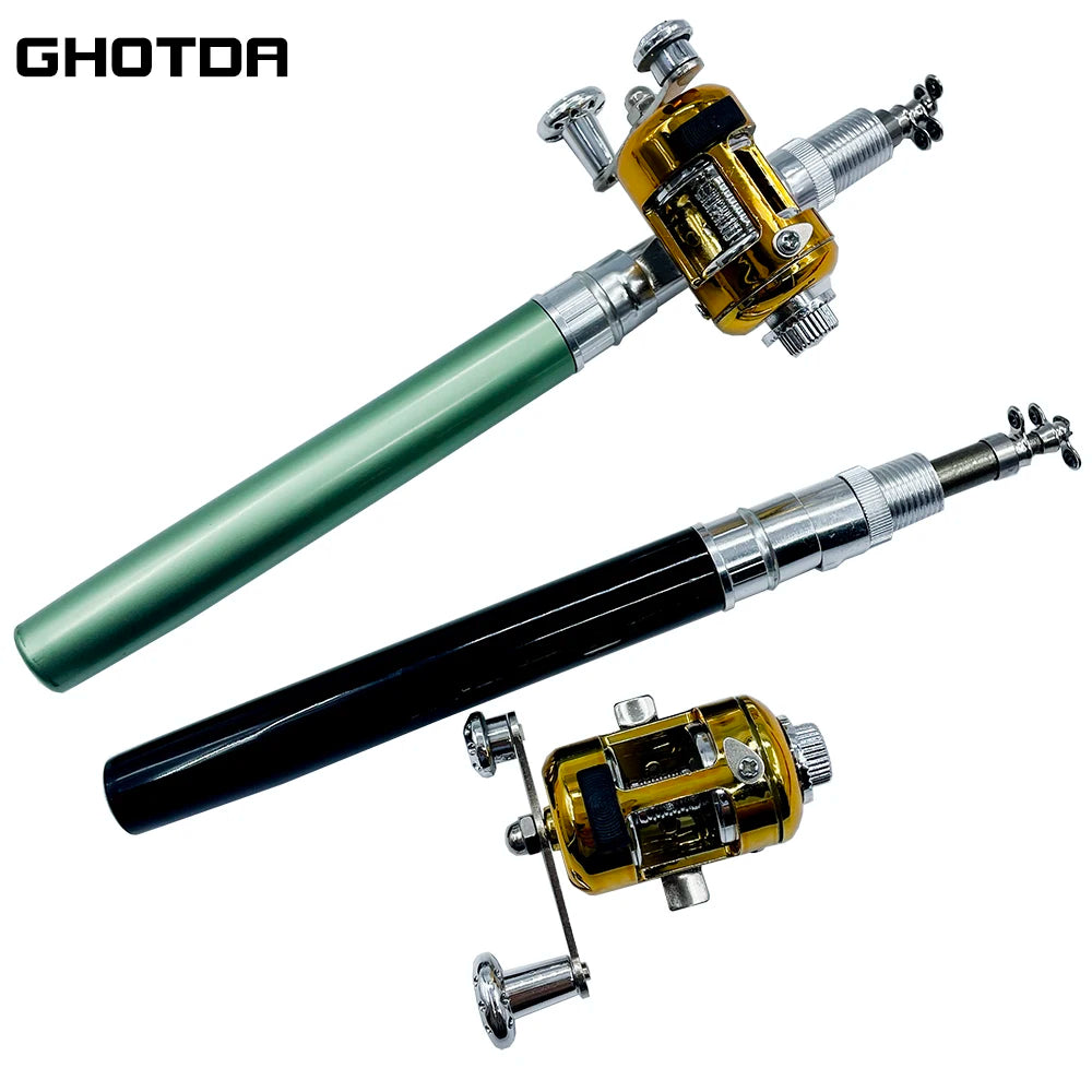 Mini Fishing Rod and Reel Combo Set Telescopic Pocket Pen Fishing Rod with Mini Trolling Reel