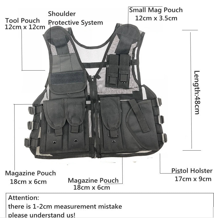 Men's Outdoor Multi-Pocket Tactical Mesh Vest - Military Hunting and Fishing Jacket