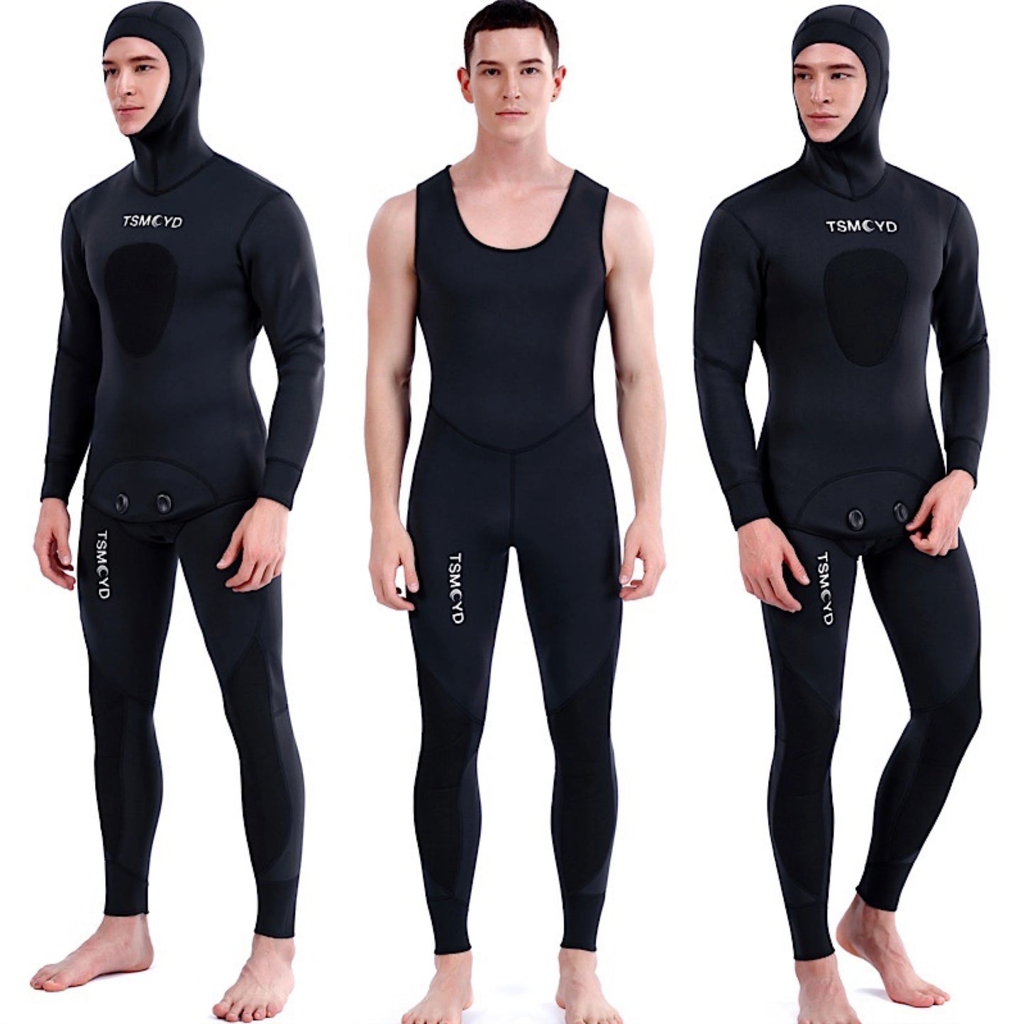 3/5mm Neoprene Hooded Diving Wetsuit - Warm Winter Surfing & Snorkelling Suit for Men