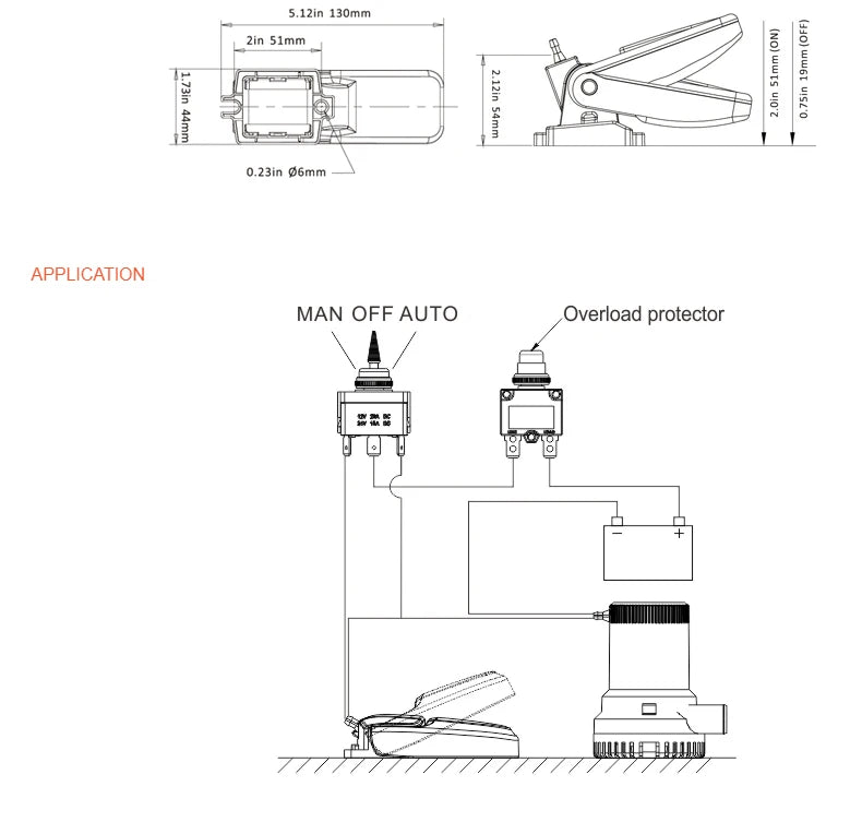 SEAFLO Float Switch for Automatic Water Flow Control - Submersible Pump Safety Sensor