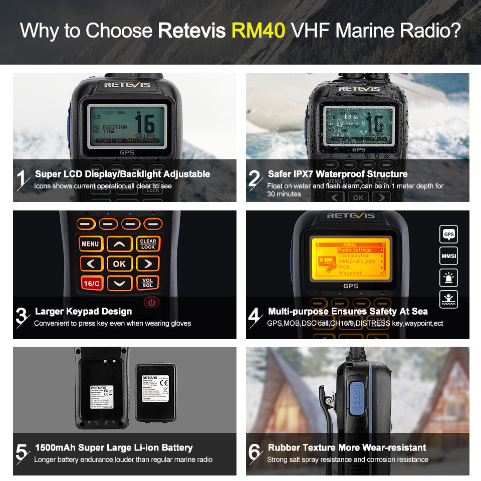 VHF GPS Marine Radio Retevis RM40