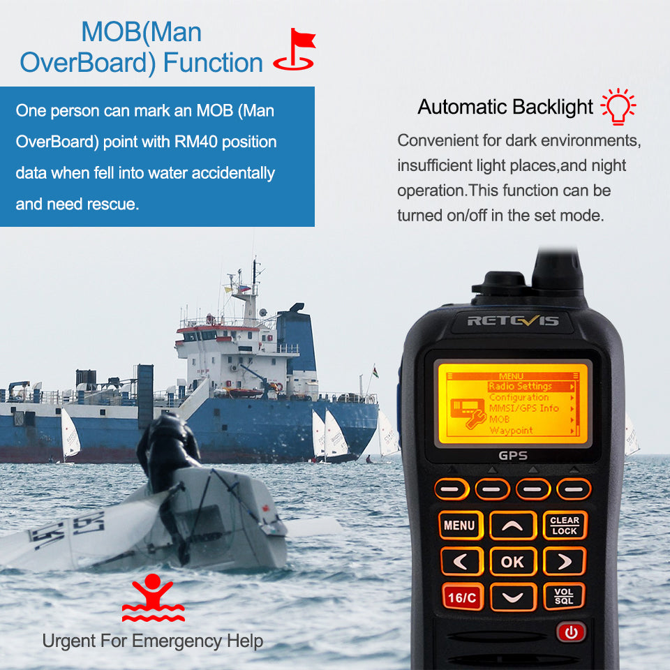 VHF GPS Marine Radio Retevis RM40