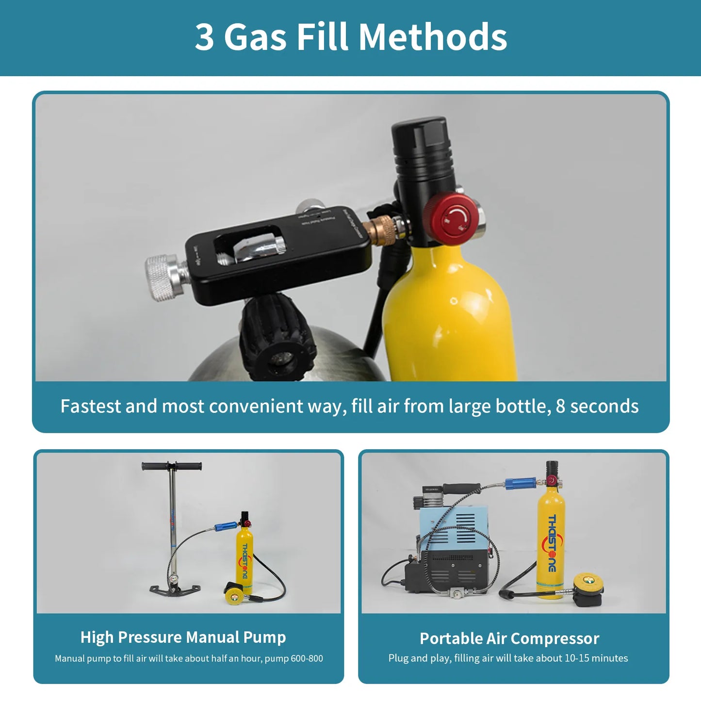 1L Mini Scuba Diving Tank - Portable Underwater Breathing Oxygen Cylinder