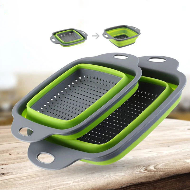 LMETJMA Square Collapsible Silicone Kitchen Colander