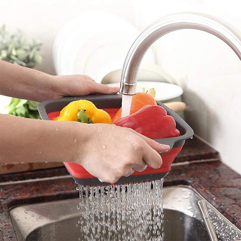 LMETJMA Square Collapsible Silicone Kitchen Colander