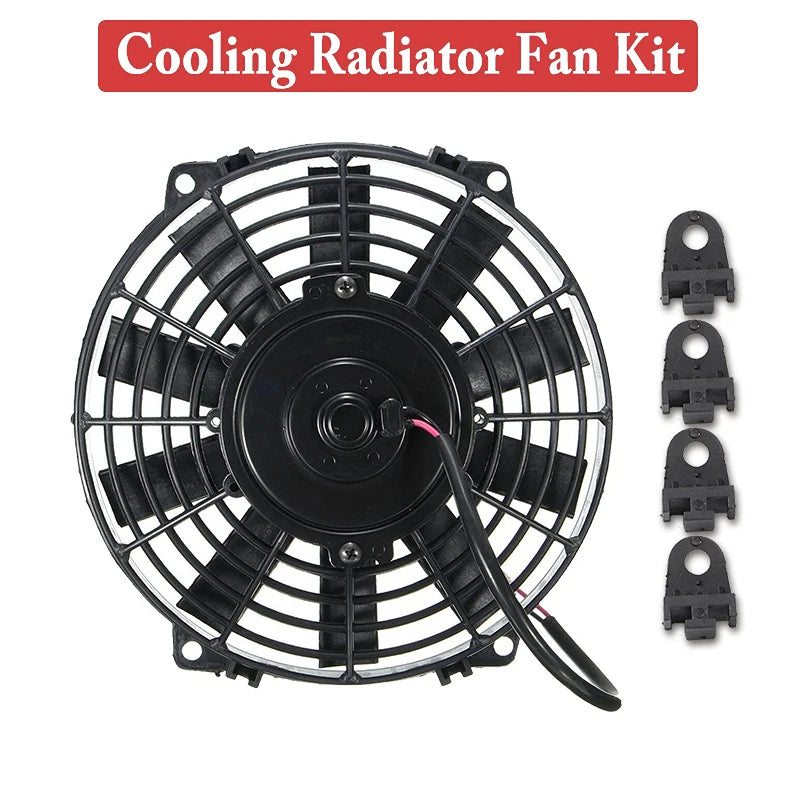 Universal Slim Electric Radiator Fan with Mounting Kit (8-14 Inch)