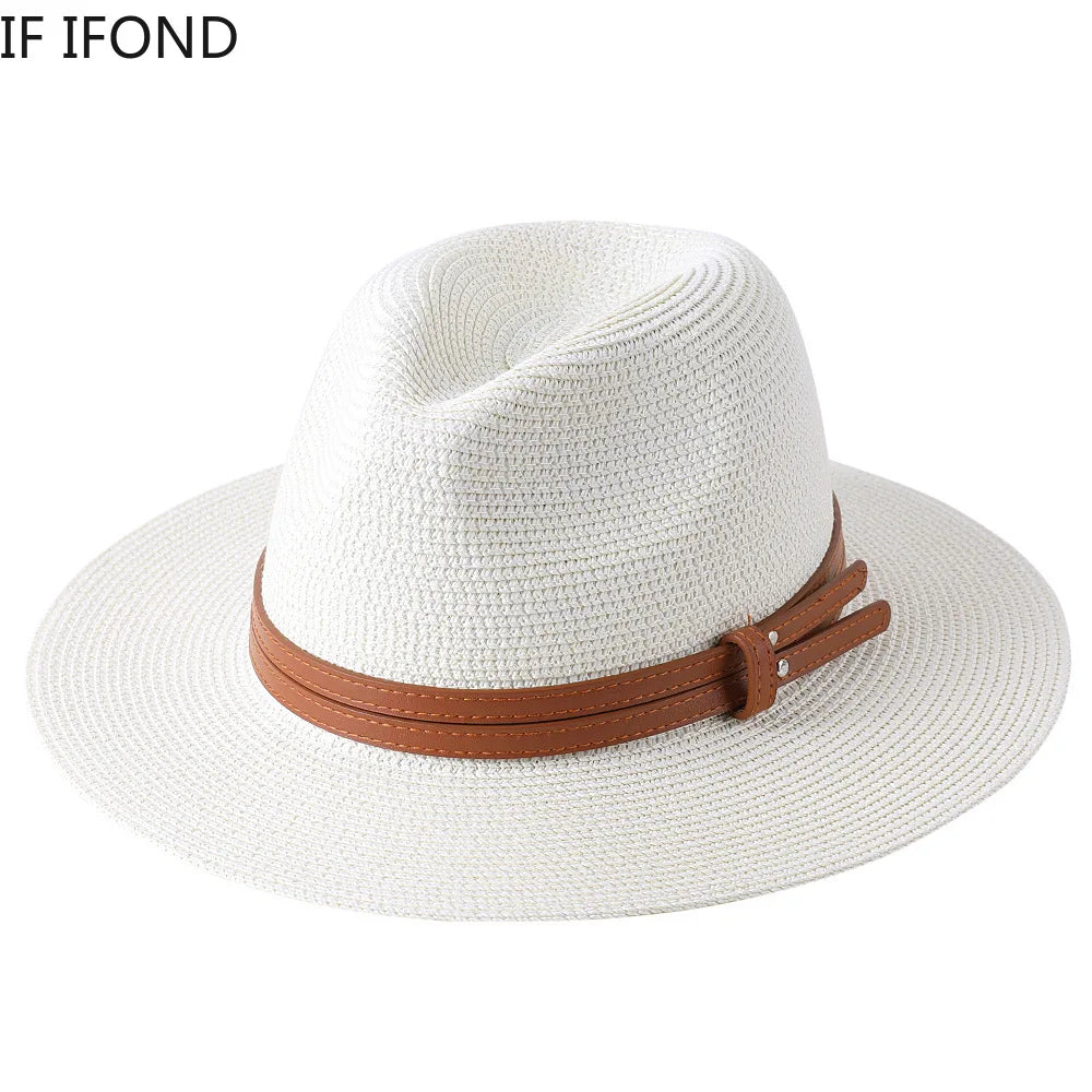 Natural Panama Straw Hat - Unisex Wide Brim Sun Hat with UV Protection