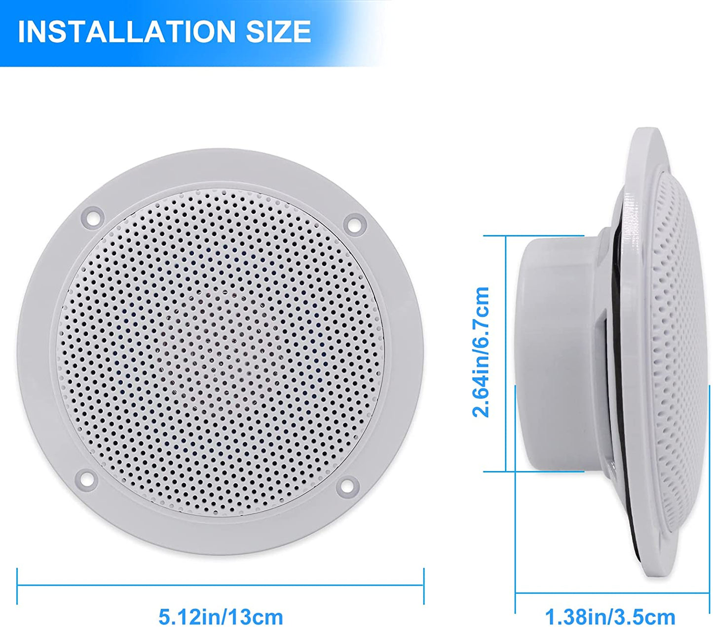 320W 4-Inch Marine Waterproof Bluetooth Speaker Set - ATV, UTV, SPA, Boat, Golf, Motorcycle - Indoor/Outdoor Music System with Herdio Bluetooth Amplifier Box (2 Pairs)