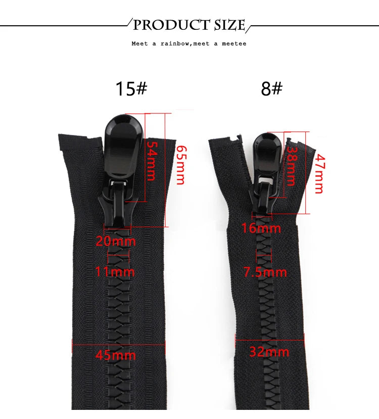 Resin Zippers - Double Slider, Single Puller (70cm-150cm)