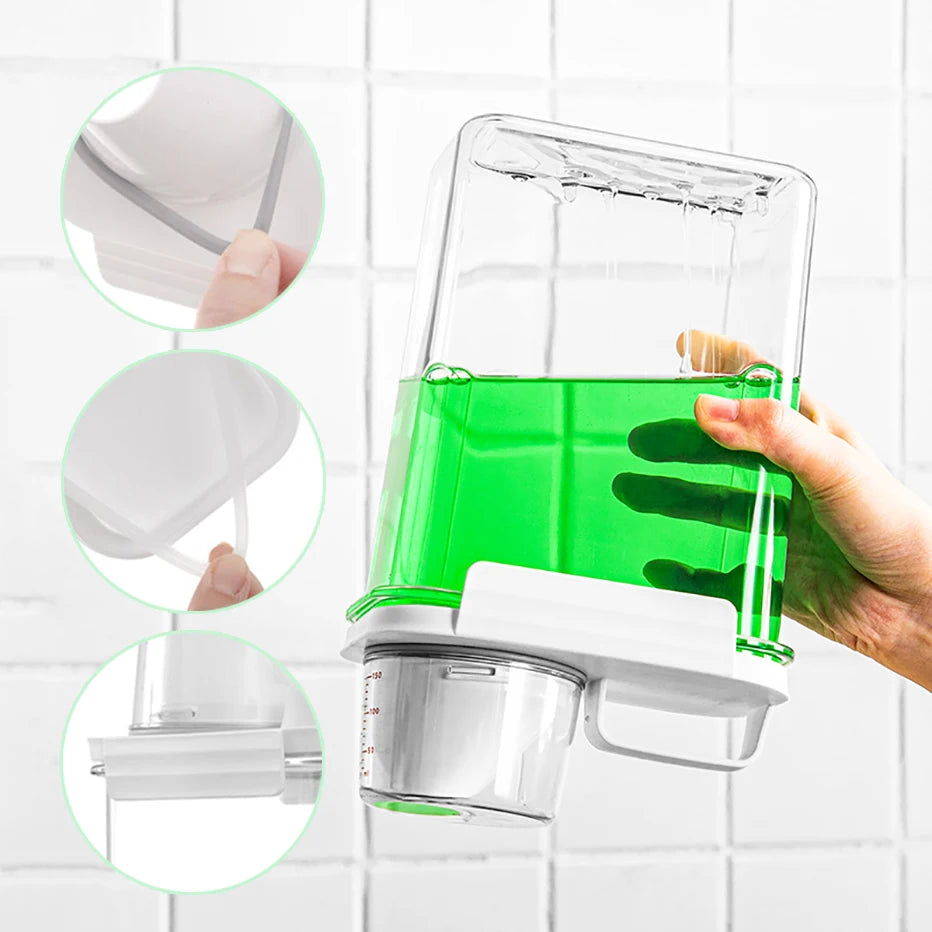 Refillable Laundry Detergent Dispenser – 1100/1800/2300ml Storage Tank with Labels for Powder, Softener, Bleach