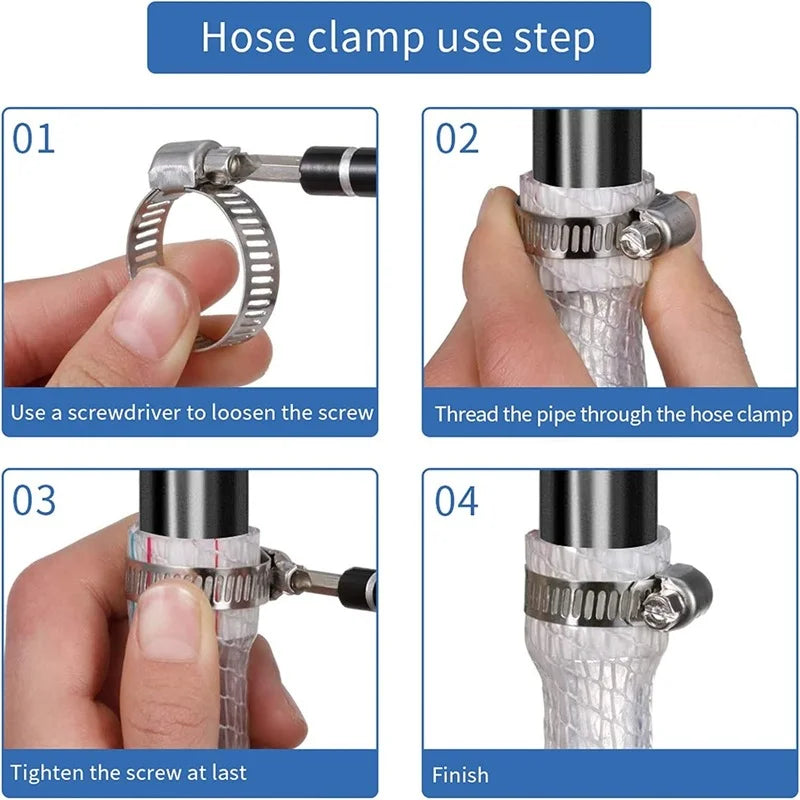 80pcs Hose Clips Pipe Clamps 6mm-51mm Stainless Steel Hoop Clamp Hose Clamp Stainless Steel Set automotive pipes clip Fixed tool