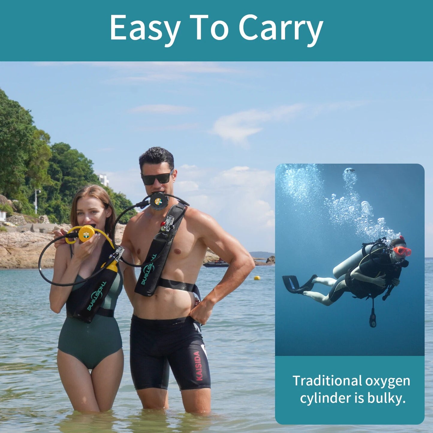 1L Mini Scuba Diving Tank - Portable Underwater Breathing Oxygen Cylinder