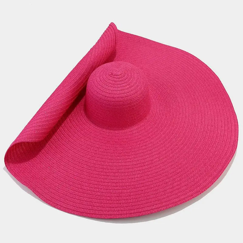 70cm Oversized Wide Brim Straw Hat – UV Protection Foldable Sun Hat