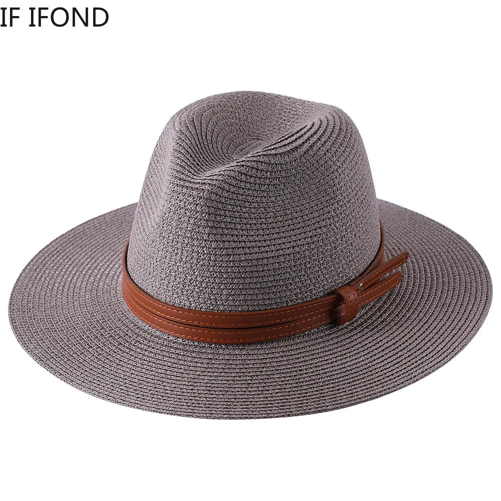 Natural Panama Straw Hat - Unisex Wide Brim Sun Hat with UV Protection