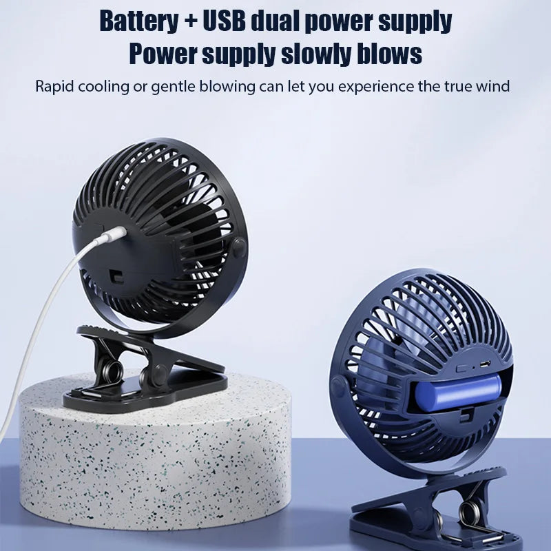 Clip-on Table Fan Type Portable USB Rechargeable