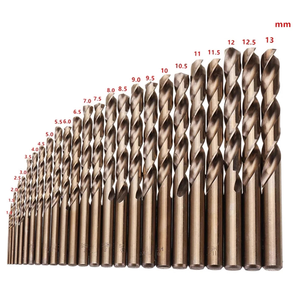 M35 HSS-CO 5% Cobalt Twist Drill Bit Set - Metric Straight Shank with Metal Case