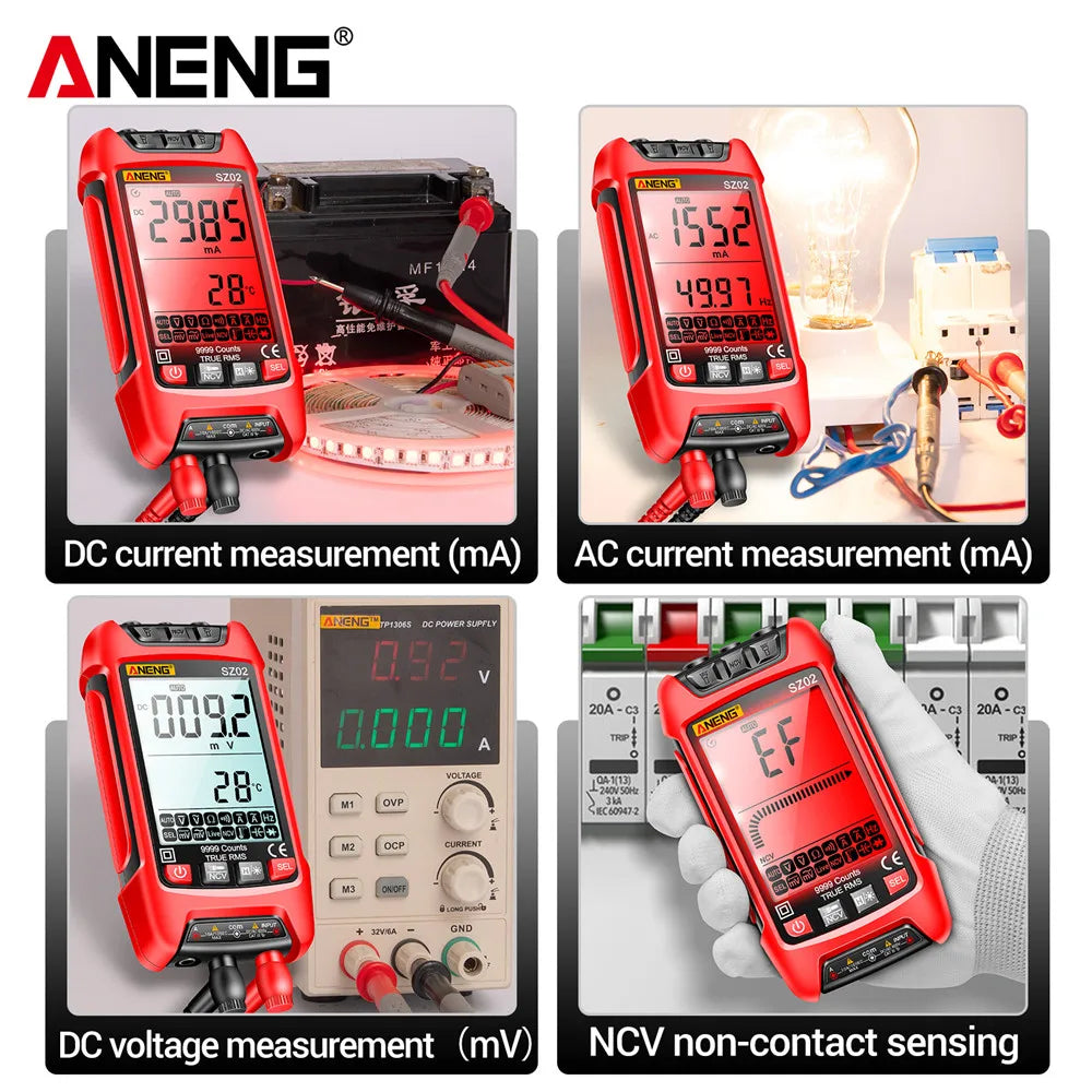 Digital Multimeter True RMS 9999 Counts Auto Electrical Tester