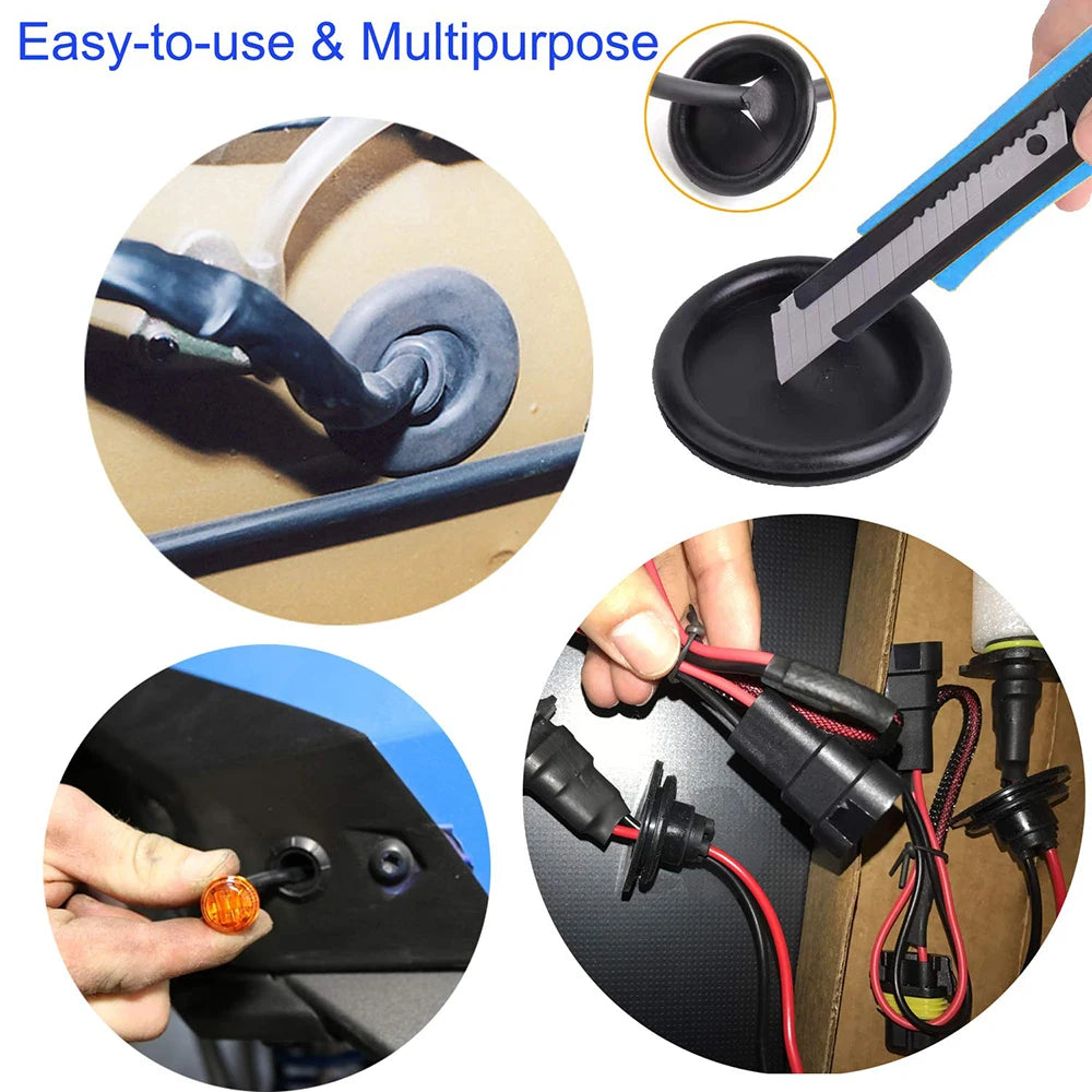 170pcs Waterproof Protect Wire Tool Sealing Rubber Cables Grommet Kit