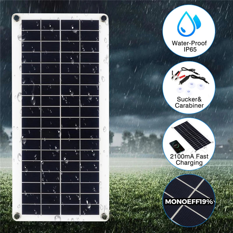 300W Flexible Solar Panel with Controller - Dual USB Charger for Yacht RV Phone Car