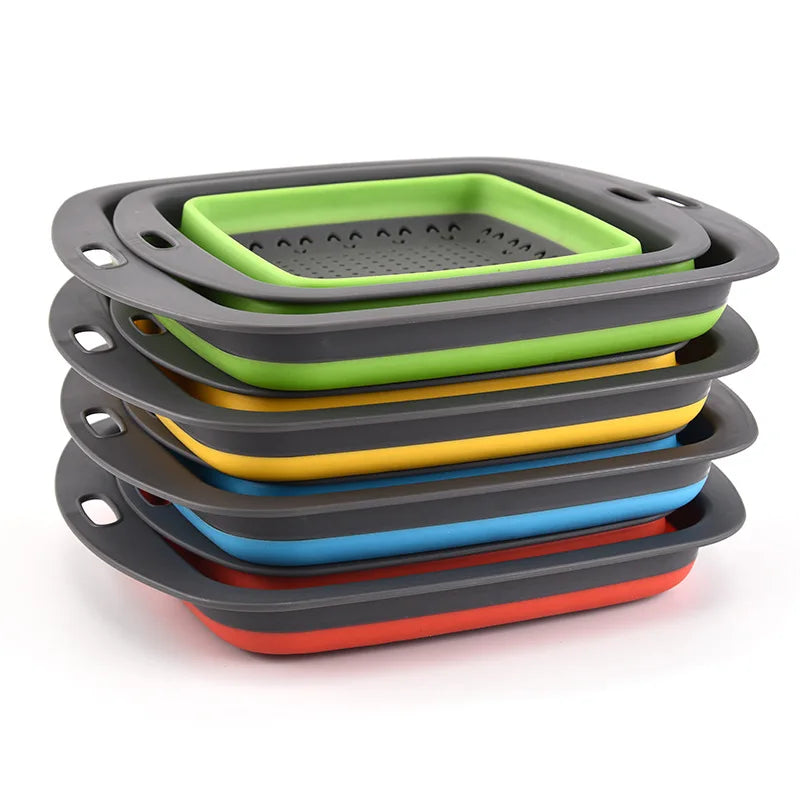 LMETJMA Square Collapsible Silicone Kitchen Colander