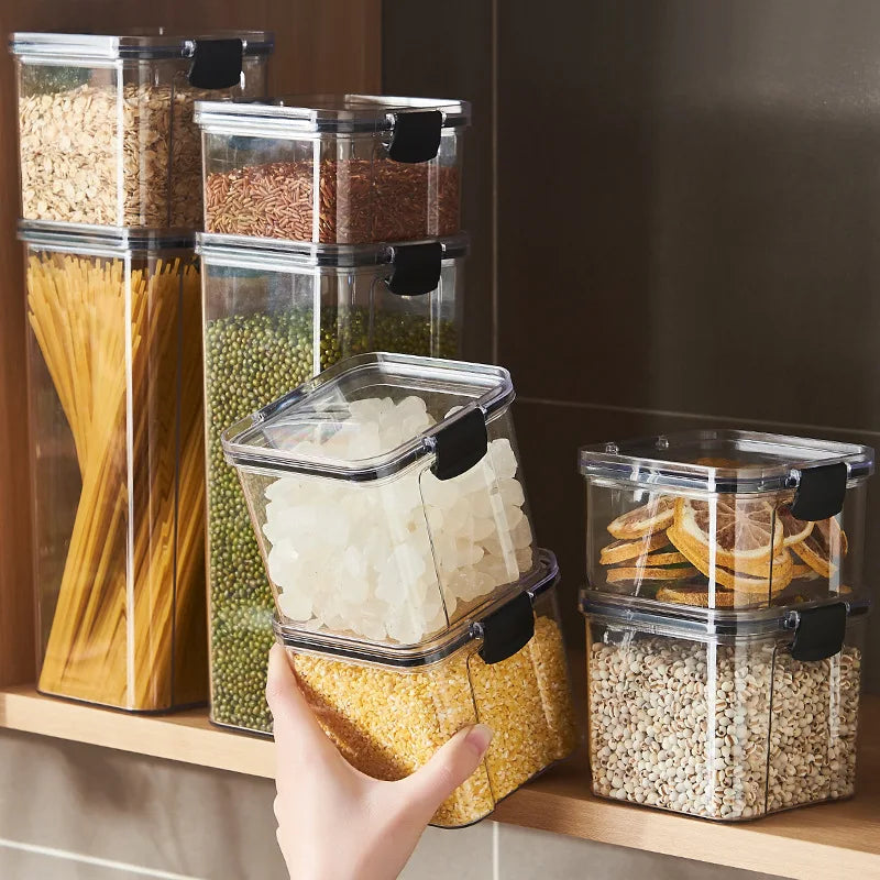 Sealed Plastic Food Storage Box – Airtight Kitchen Containers for Cereal, Candy, Dry Foods & Snacks