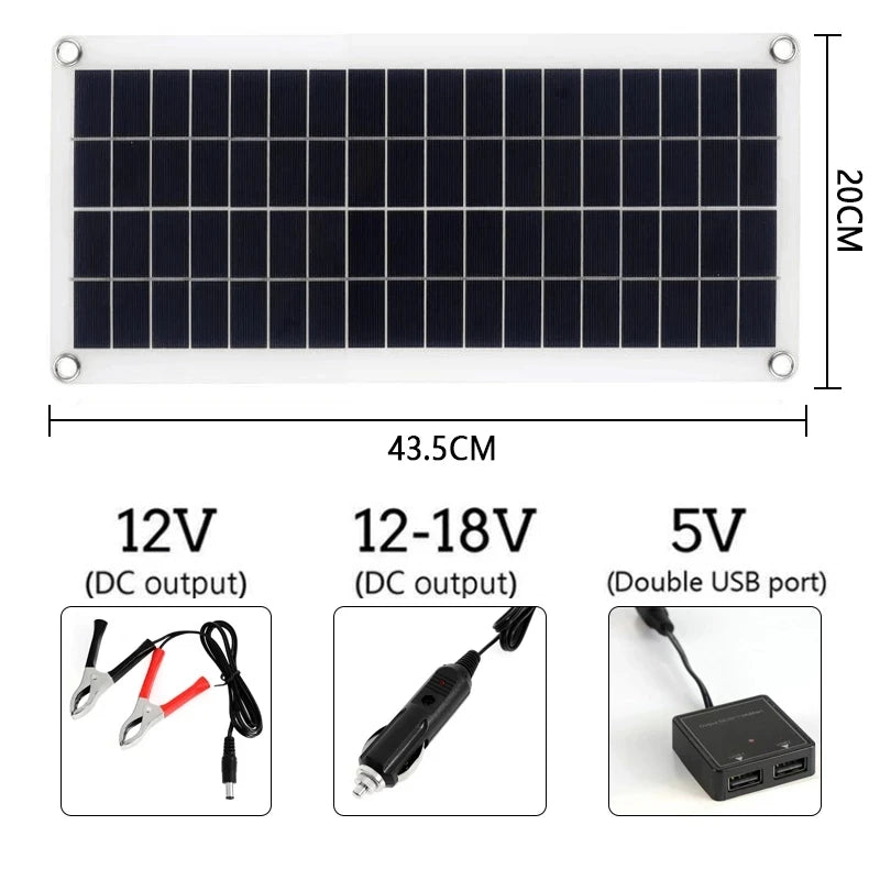 300W Flexible Solar Panel with Controller - Dual USB Charger for Yacht RV Phone Car