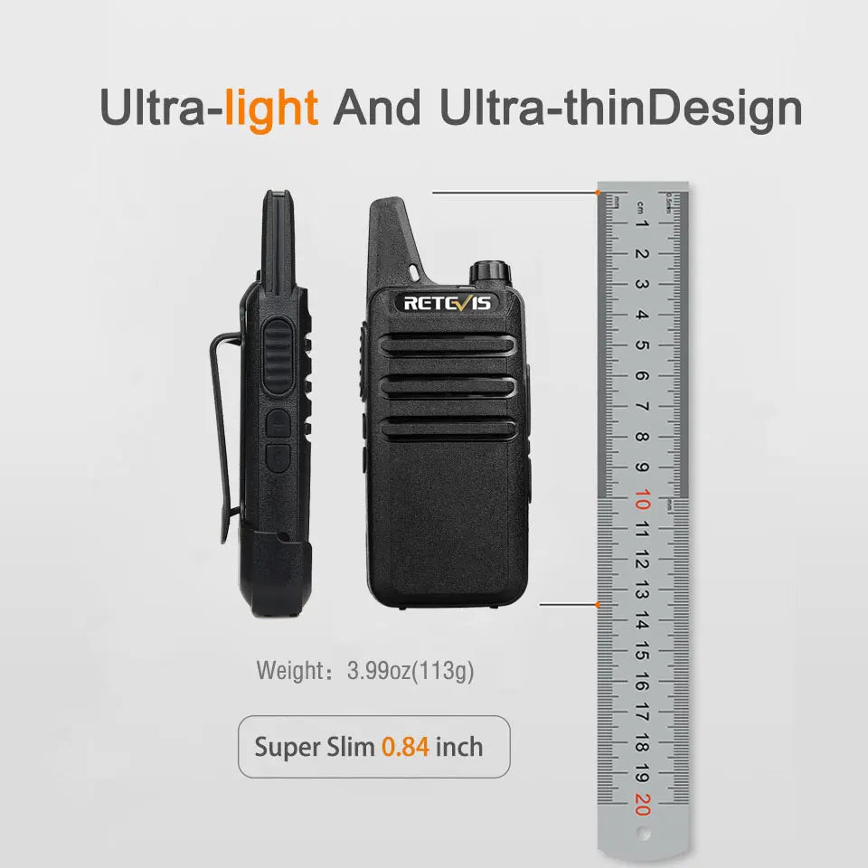 RETEVIS 2 Pcs Mini Walkie Talkie PMR 446 - Portable Two-Way Radio