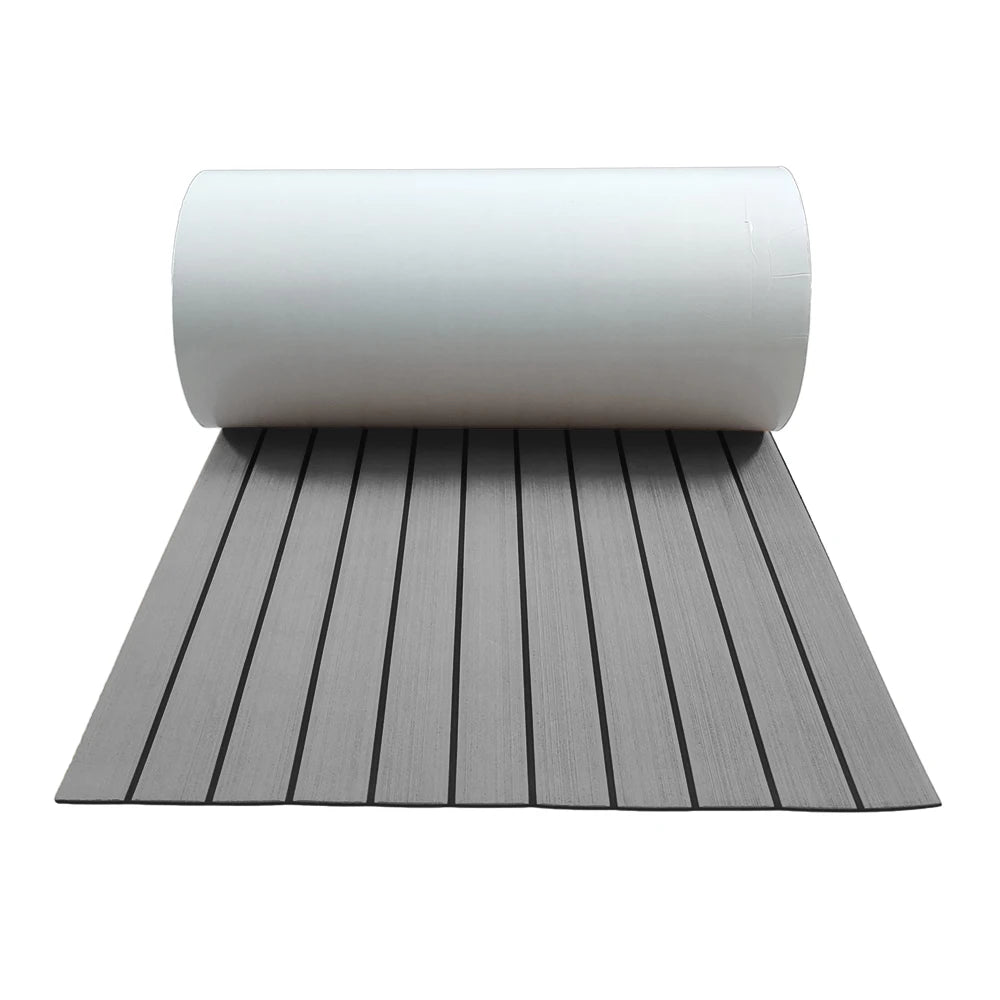 EVA Foam Faux Teak Boat Decking Mat - Non-Skid Yacht Flooring with Self-Adhesive Backing (600x2400x5mm)