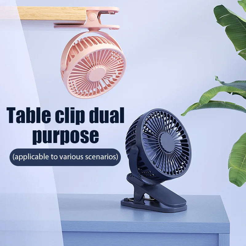 Clip-on Table Fan Type Portable USB Rechargeable