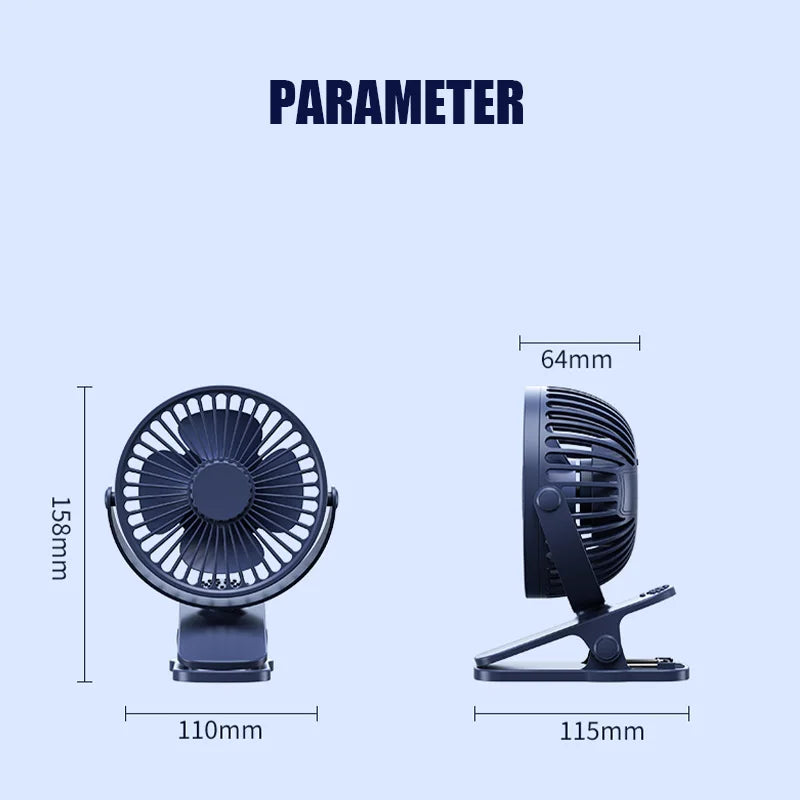 Clip-on Table Fan Type Portable USB Rechargeable
