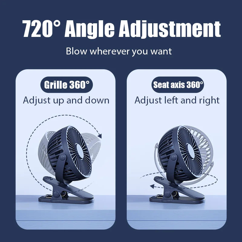 Clip-on Table Fan Type Portable USB Rechargeable