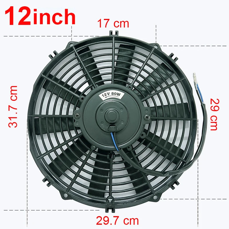 Universal Slim Electric Radiator Fan with Mounting Kit (8-14 Inch)