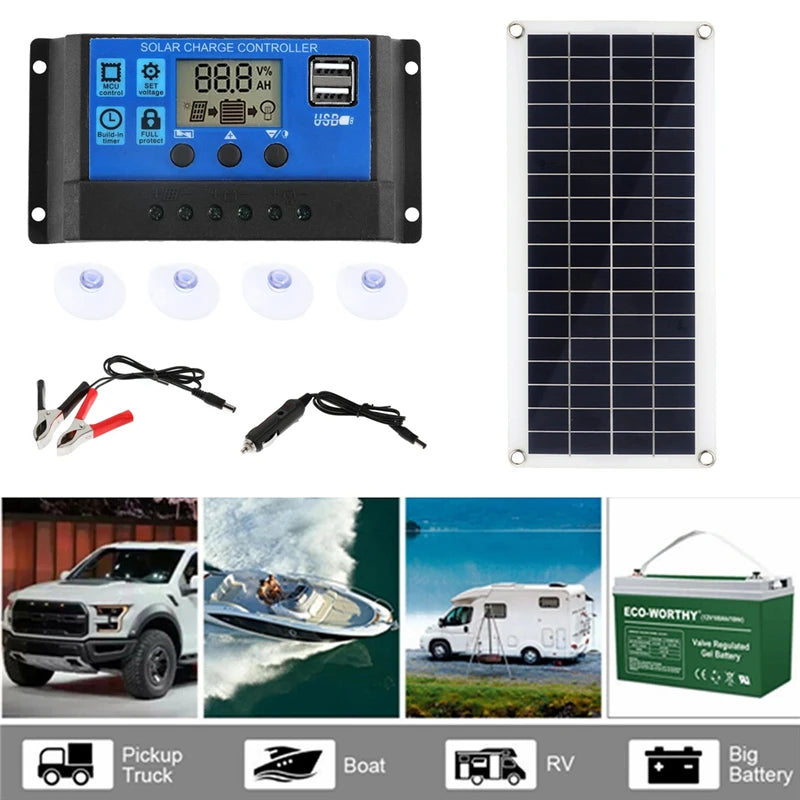 1000W Solar Panel - Flexible Solar Cell with Controller for Phone RV Car Charger Outdoor Battery Supply