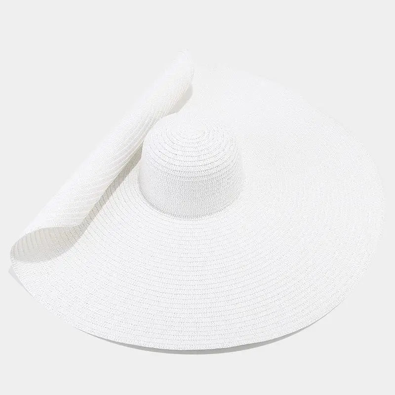 70cm Oversized Wide Brim Straw Hat – UV Protection Foldable Sun Hat