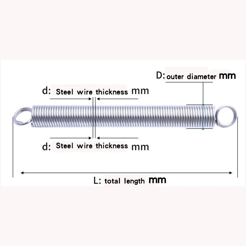 304 Stainless Steel Micro Tension Return Springs 10pcs