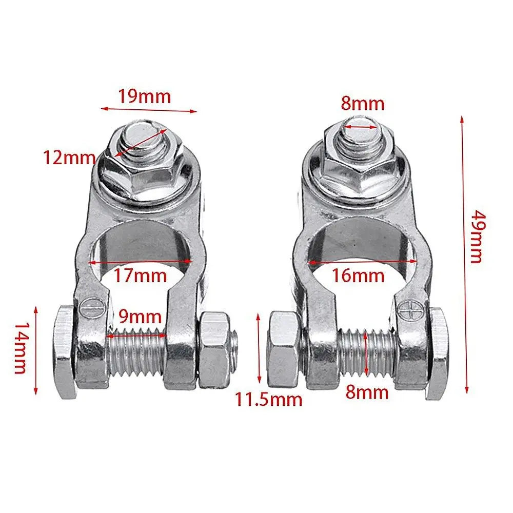 1 Pair Heavy Duty Car Battery Terminal Clamps with Adjustable Conductive Caps
