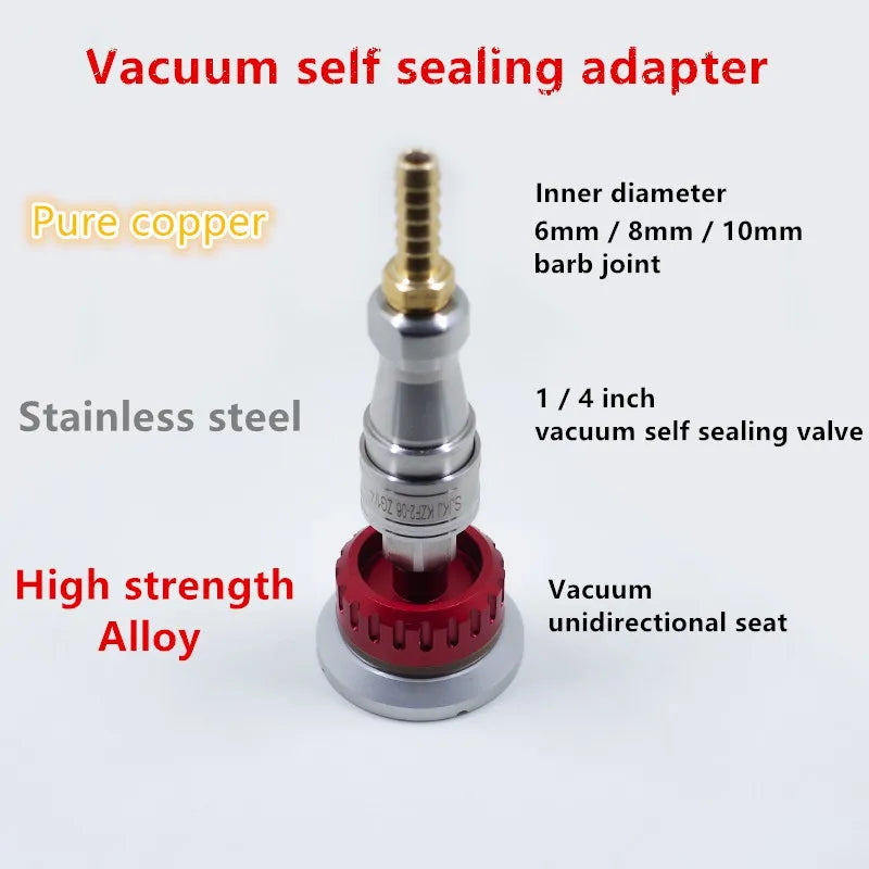 Vacuum Valve Nozzle - Self-Sealing Metal Reusable Vacuum Bag Connector