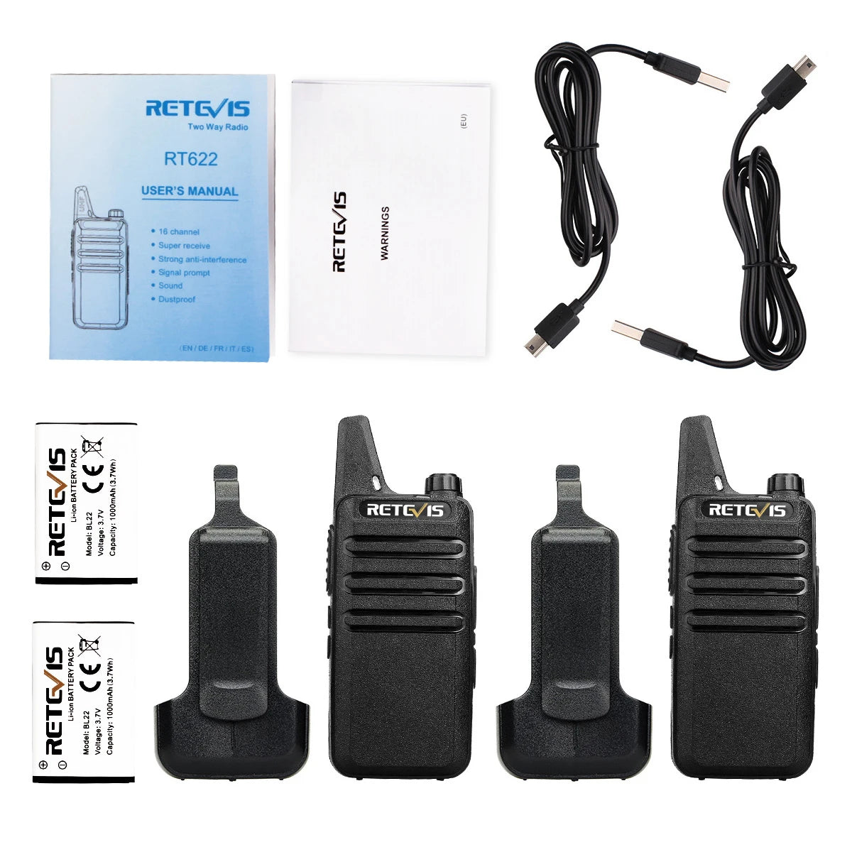 RETEVIS 2 Pcs Mini Walkie Talkie PMR 446 - Portable Two-Way Radio
