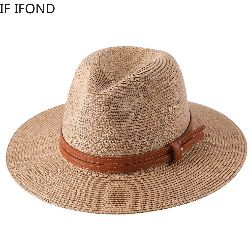 Natural Panama Straw Hat - Unisex Wide Brim Sun Hat with UV Protection