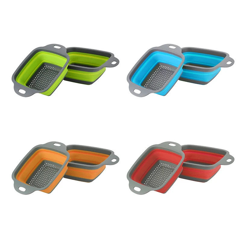 LMETJMA Square Collapsible Silicone Kitchen Colander