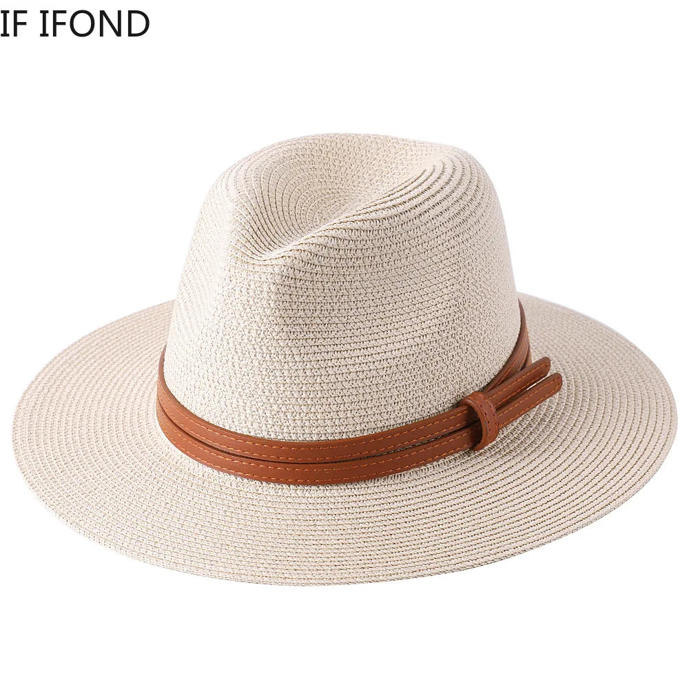 Natural Panama Straw Hat - Unisex Wide Brim Sun Hat with UV Protection