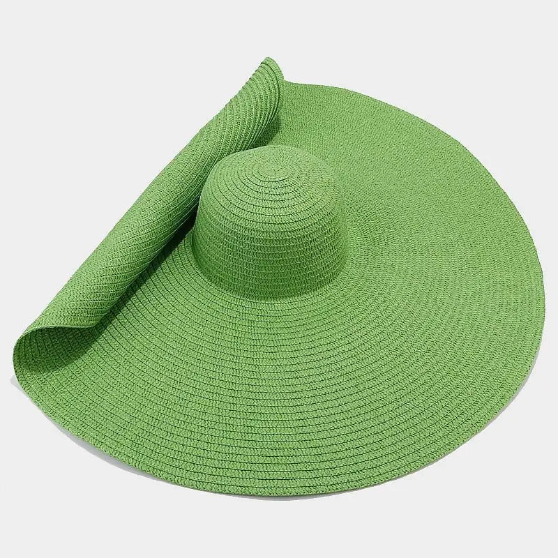 70cm Oversized Wide Brim Straw Hat – UV Protection Foldable Sun Hat