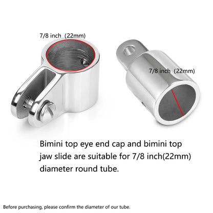 Boat Bimini Top Fittings Hardware Set - 316 Stainless Steel (6 Pcs)