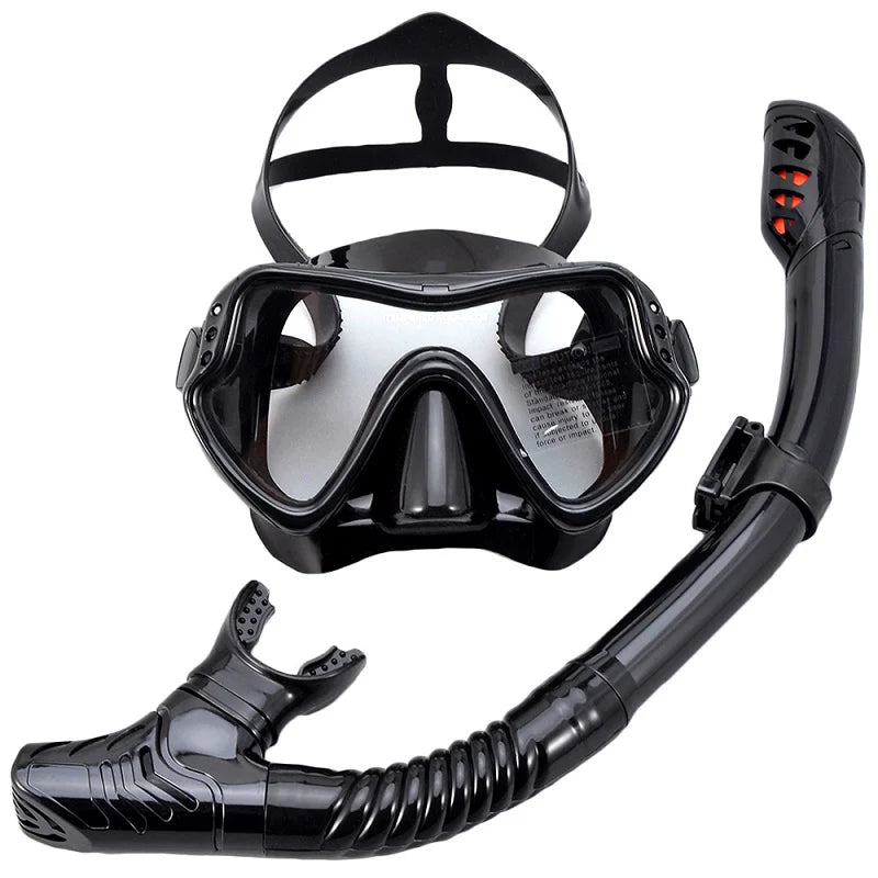 Professional Scuba Diving Mask Snorkelling Set - Anti-Fog Silicone Goggles with Tempered Glass Lens