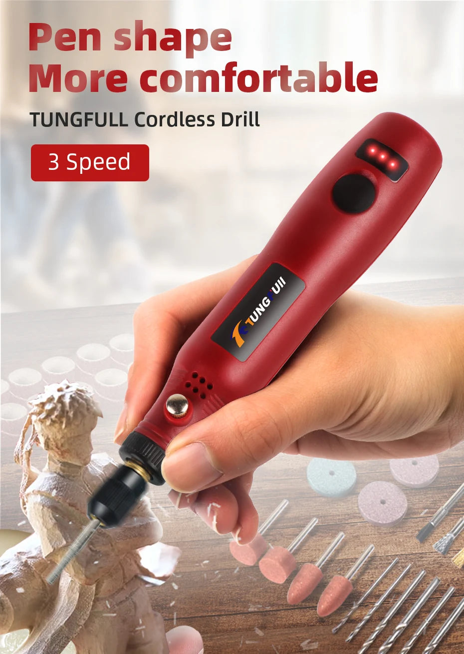 USB Cordless Mini Drill: Engrave, Polish, and Carve Wirelessly with Precision